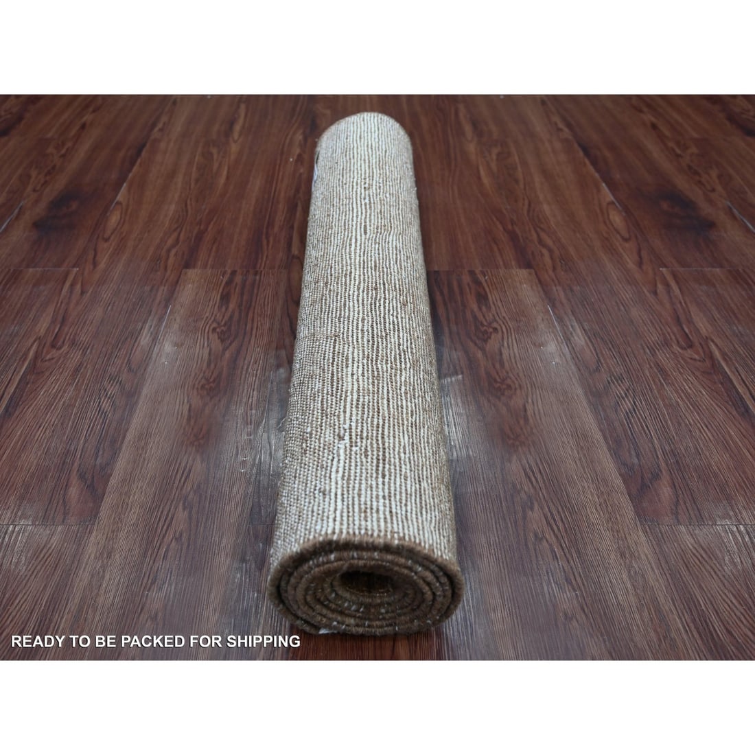 Brown Pattern Solid Hand Knotted Ghazni Wool Runner Rug 2'8"x7'4 - 4