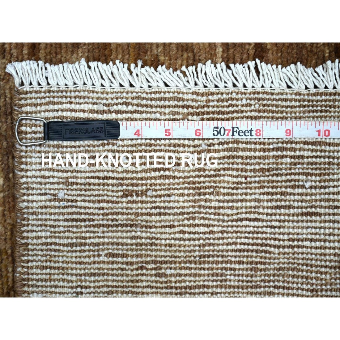 Brown Pattern Solid Hand Knotted Ghazni Wool Runner Rug 2'8"x7'4 - 6