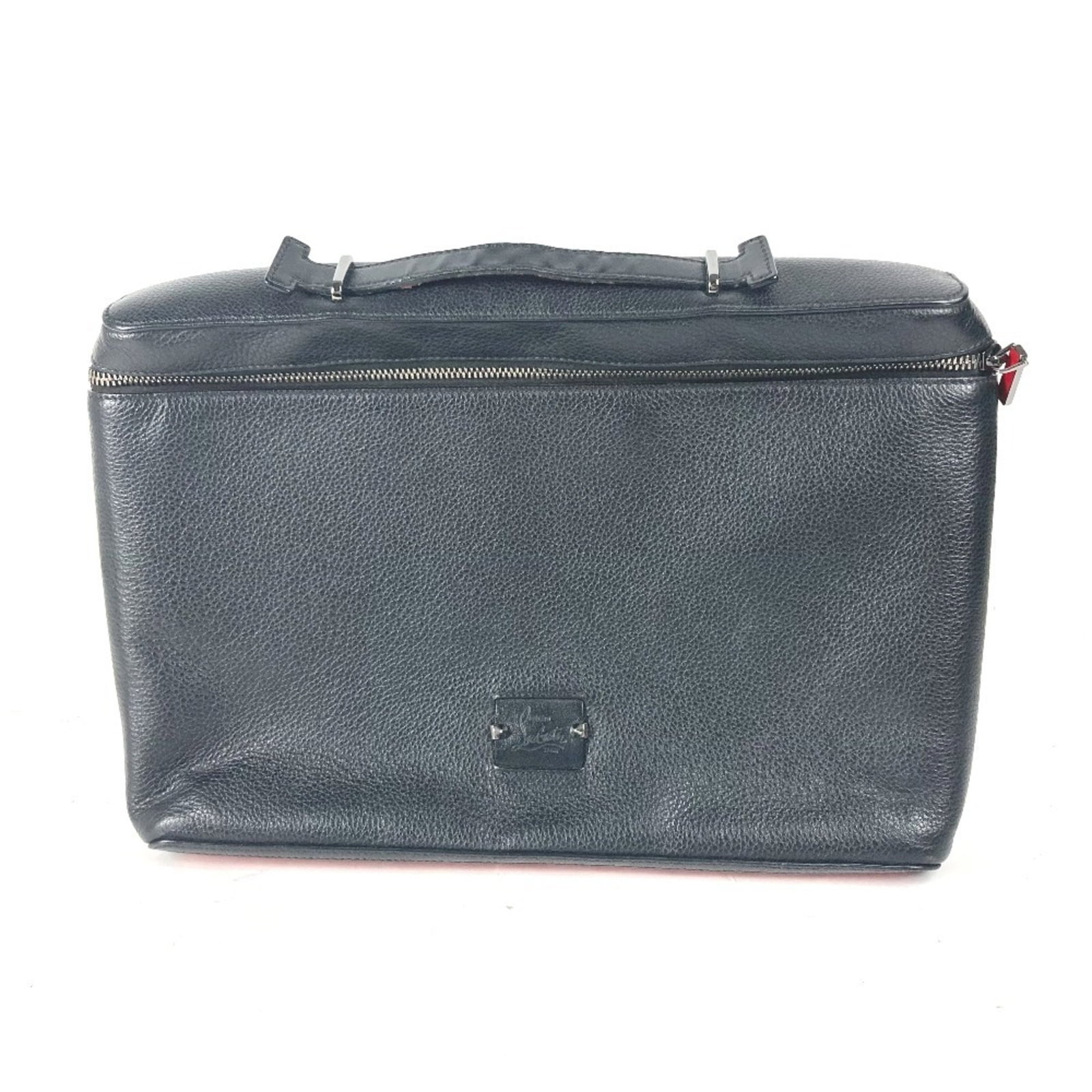 Christian Louboutin Handbag Vanity Bag Leather: Christian Louboutin Handbag Vanity Bag Leather Black leather Christian Louboutin vanity bag with a classic design, available in a 25cm x 35cm x 6.5cm size. The bag features some scratches and dirt