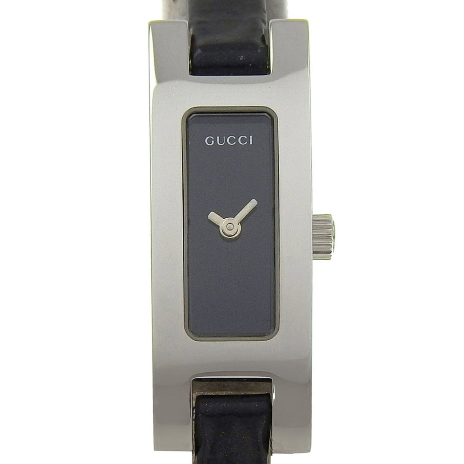 Wristwatch Gucci: Wristwatch Gucci Stainless steel case and leather band make for a sleek, versatile timepiece. The black dial adds a touch of sophistication to this Gucci wristwatch, which features a 12mm diameter