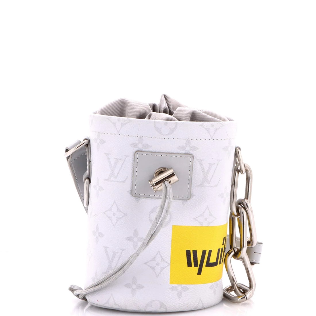 Limited Edition Logo Story Nano Chalk Bag Monogram Canvas Louis Vuitton: Limited Edition Logo Story Nano Chalk Bag Monogram Canvas Louis Vuitton The Limited Edition Logo Story Nano Chalk Bag Monogram Canvas Louis Vuitton features a distinctive gray canvas exterior with