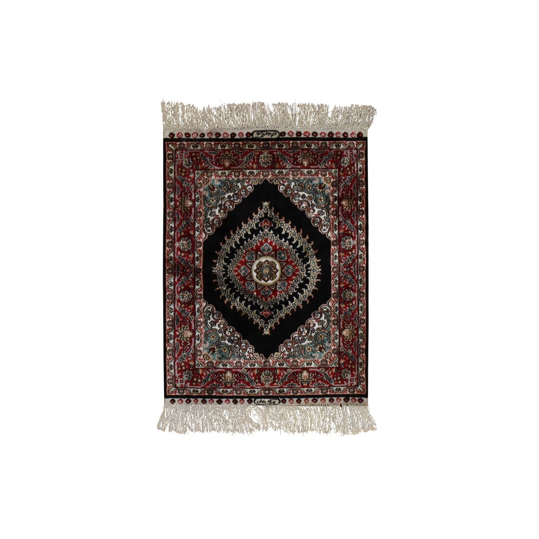 Brown silk hand knotted mat 1'6"x2' pure design medallion Chinese 400 KPSI: Brown silk hand knotted mat 1'6"x2' pure design medallion Chinese 400 KPSI Brown silk hand knotted mat with a pure design medallion in a traditional Chinese style, measuring 1'6" x 2'0". This beautifu