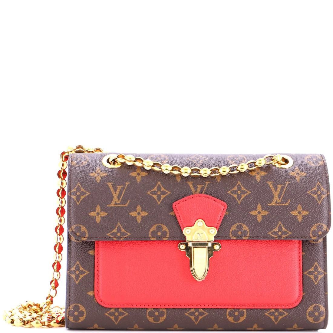 Victoire Handbag Canvas Leather Monogram Louis Vuitton: Victoire Handbag Canvas Leather Monogram Louis Vuitton The Victoire Handbag Canvas Leather Monogram Louis Vuitton boasts a striking red exterior with a unique combination of leather and canvas, adding