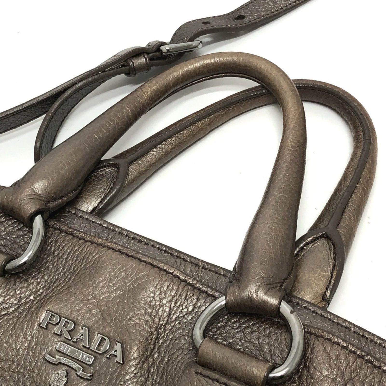 Leather Prada Tote Bag - 7