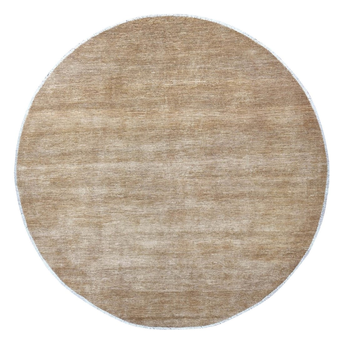 9'9"x9'9" Brown Plain Solid Pattern Ghazni Wool Hand Knotted Round Rug: 9'9"x9'9" Brown Plain Solid Pattern Ghazni Wool Hand Knotted Round Rug This stunning 9'9"x9'9" Brown Plain Solid Pattern Ghazni Wool Hand Knotted Round Rug boasts its classic design and timeless beaut