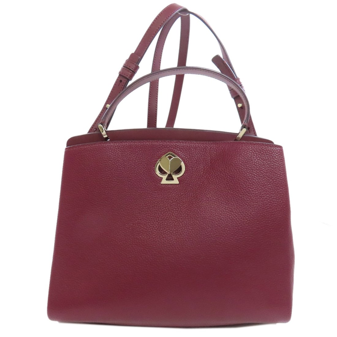 Spade Kate Handbag Leather 2way: Spade Kate Handbag Leather 2way Red leather Kate Spade handbag with a 2-way design. This stylish bag features the iconic brand's signature style and color, making it a great addition to anyone's