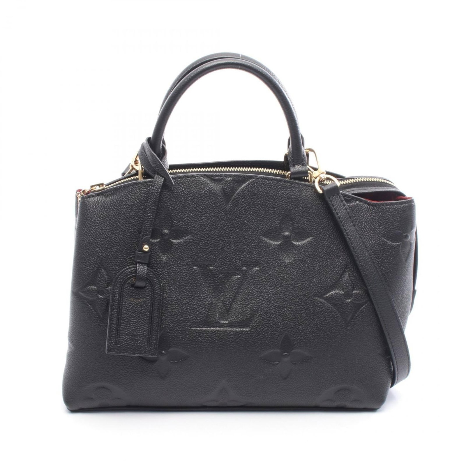 Vuitton Louis Handbag Empreinte Monogram: Vuitton Louis Handbag Empreinte Monogram Used Louis Vuitton Louis Handbag Empreinte Monogram in black, featuring the iconic Empreinte monogram pattern. The bag measures 20cm x 28cm x 12cm and has a
