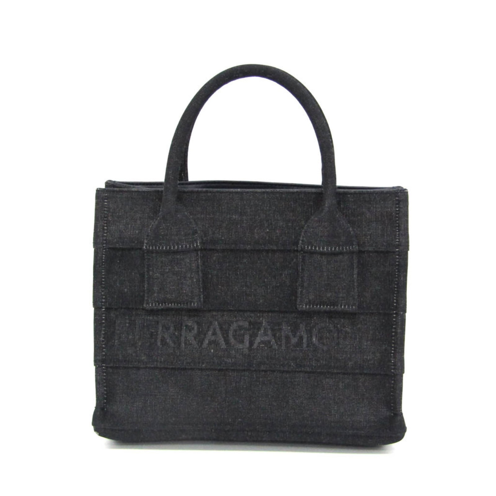 Salvatore Ferragamo Handbag Tote Bag Fabric: Salvatore Ferragamo Handbag Tote Bag Fabric Dark navy Salvatore Ferragamo handbag tote bag fabric, featuring an open top and zipper pocket for added functionality. The bag measures 21cm x 25cm x 13cm