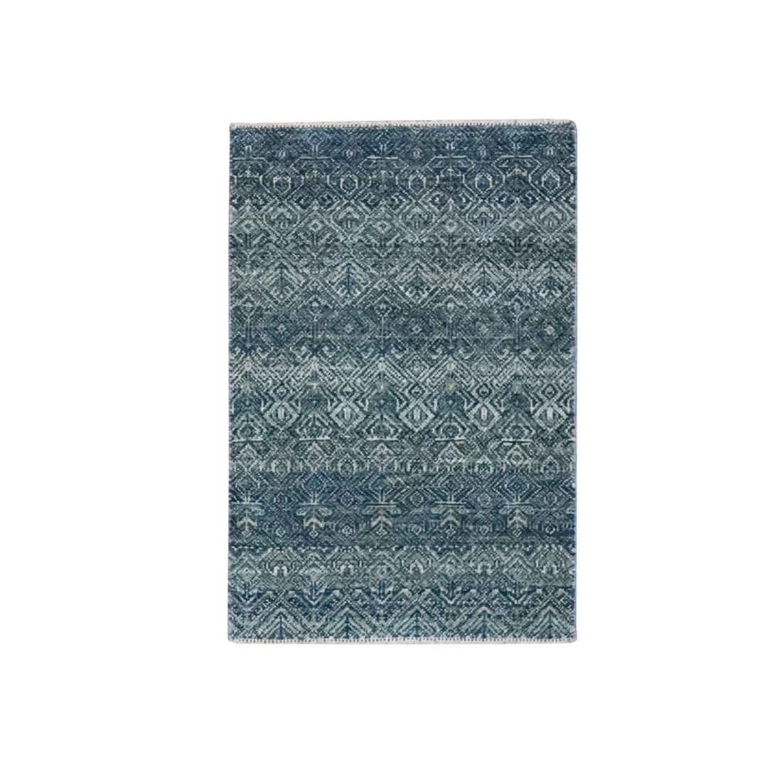 2'x3' Blue Kohinoor Herat Pattern Soft Wool Hand Knotted Mat Oriental Rug (1 of 5)