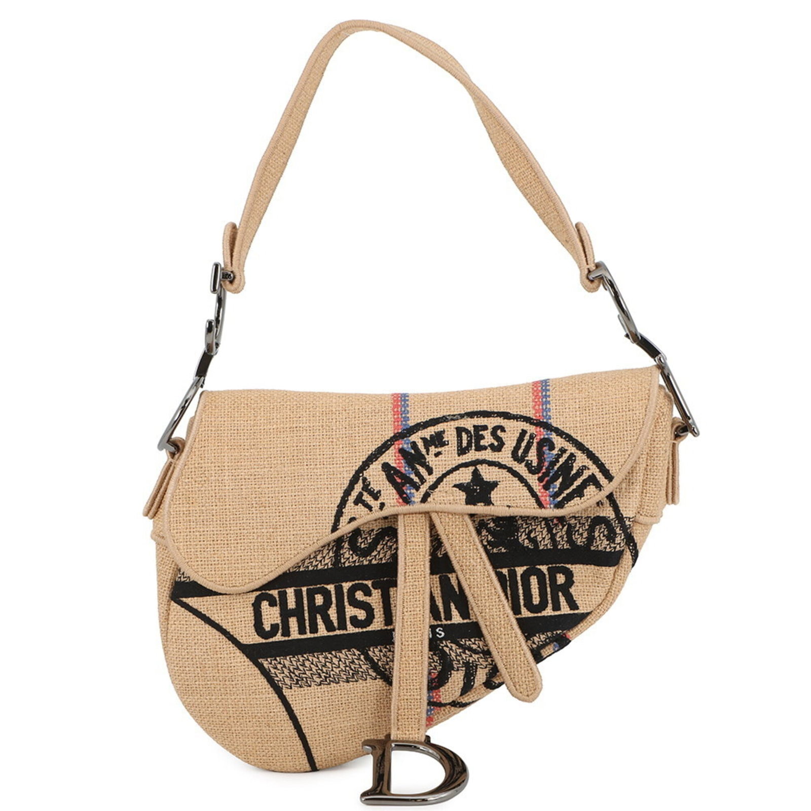 Canvas handbag saddle shoulder bag by Christian Dior: Canvas handbag saddle shoulder bag by Christian Dior Canvas handbag with saddle shoulder strap, characteristic of Christian Dior's design. Made from canvas material, this beige bag features a classic