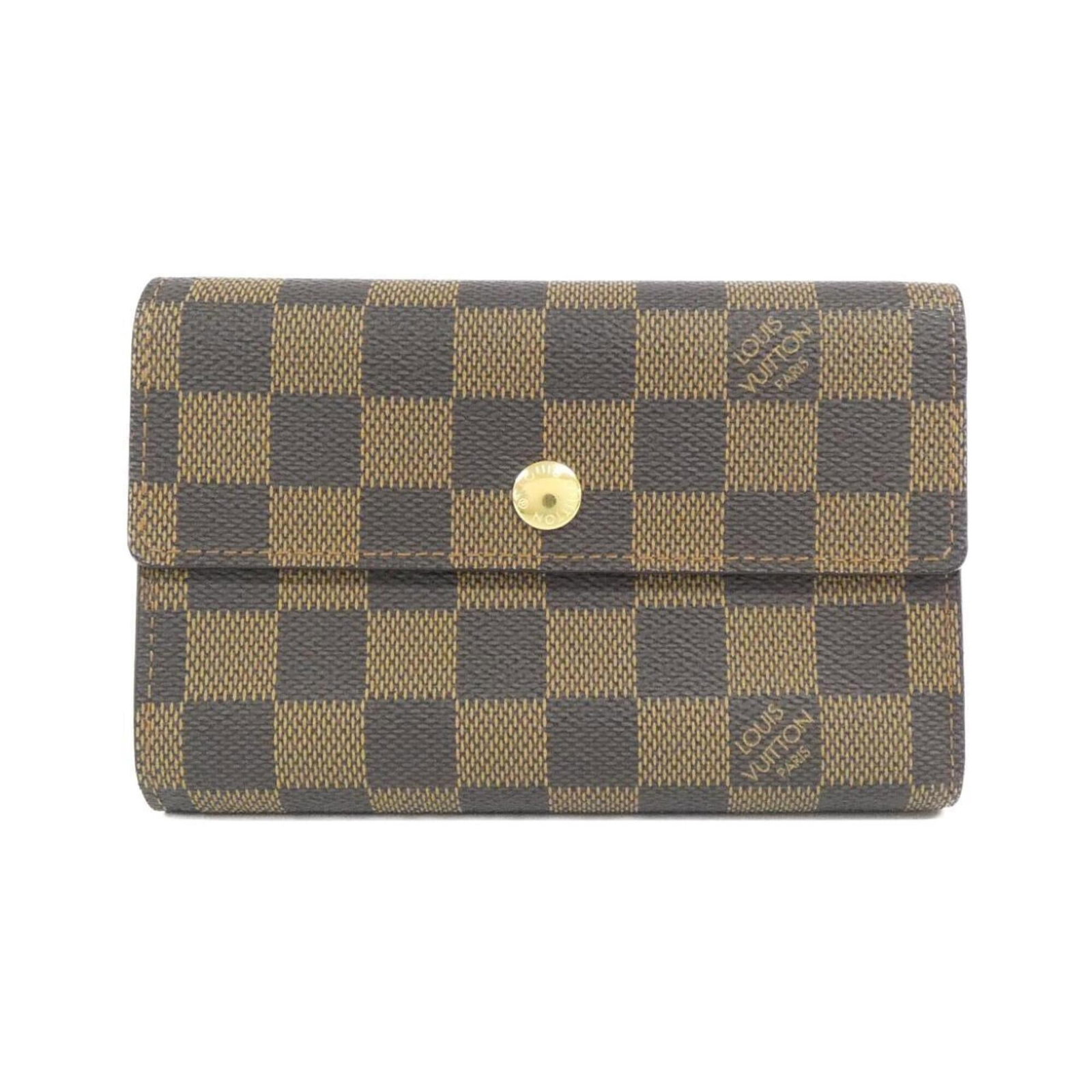 Louis Vuitton Wallet (Tri-Fold) Coated Canvas: Louis Vuitton Wallet (Tri-Fold) Coated Canvas Coated Canvas Louis Vuitton Tri-Fold Wallet for everyday use, featuring the iconic Ebene color and a durable design. With its tri-fold layout and compact