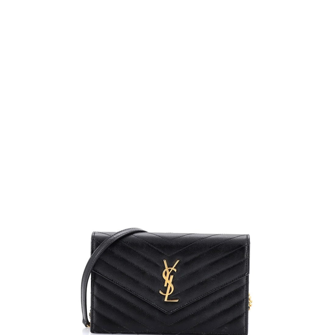 Matelasse Chevron Leather Classic Small on Wallet Chain by Saint Laurent: Matelasse Chevron Leather Classic Small on Wallet Chain by Saint Laurent Small Matelasse Chevron Leather Classic Monogram Wallet on Chain by Saint Laurent. This classic cross body bag features black