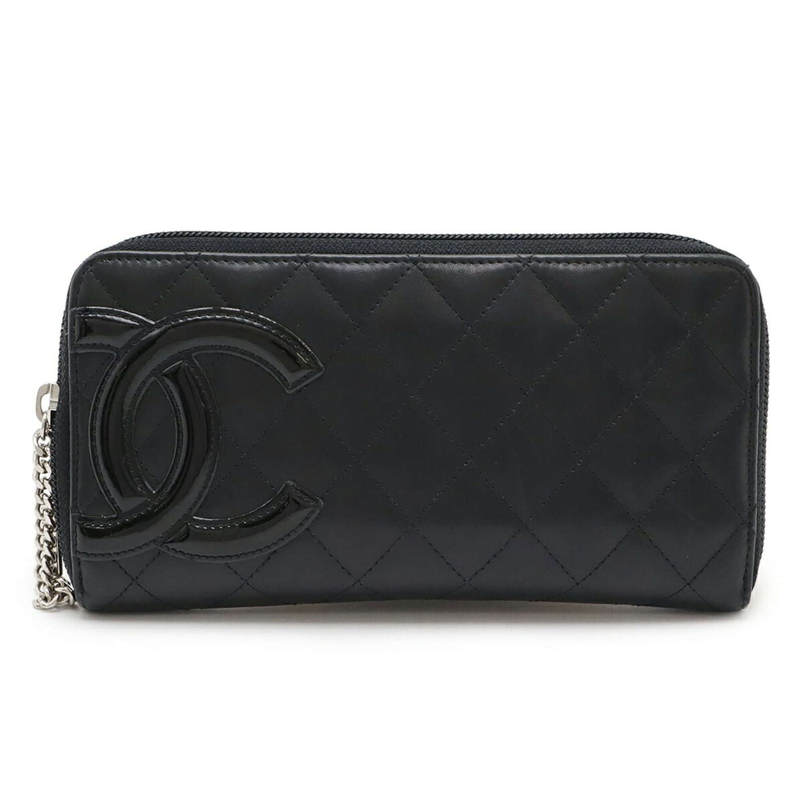 Chanel Long Wallet (Bi-Fold) Leather: Chanel Long Wallet (Bi-Fold) Leather Black and pink Chanel long wallets with enamel leather are available. These bi-fold wallets feature a classic design, measuring 10.5cm x 19cm in size. They