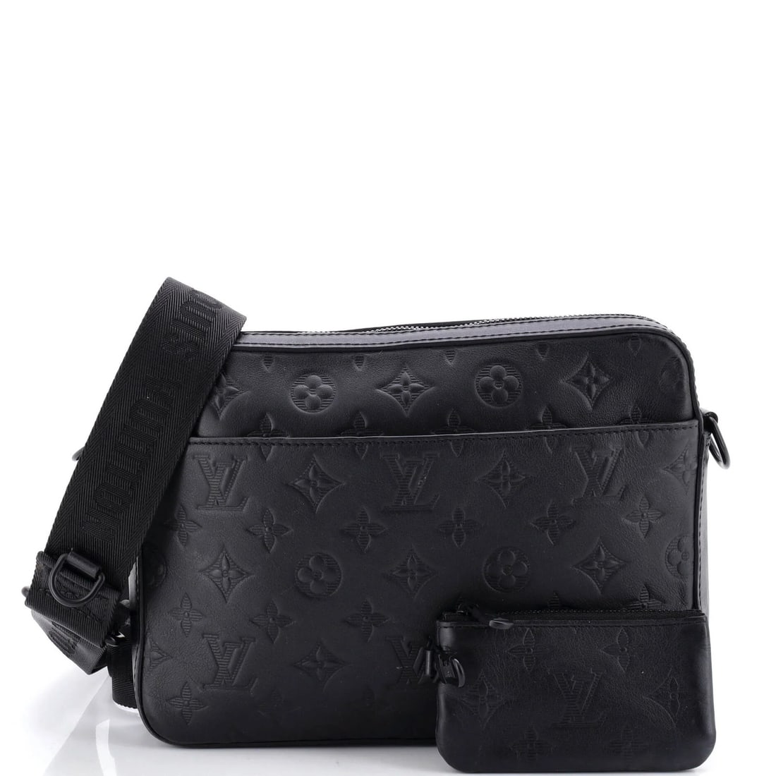 Louis Vuitton Duo Messenger Bag Monogram Shadow Leather: Louis Vuitton Duo Messenger Bag Monogram Shadow Leather Black Louis Vuitton Duo Messenger Bag Monogram Shadow Leather features a classic messenger design with a pochette and adjustable strap. The