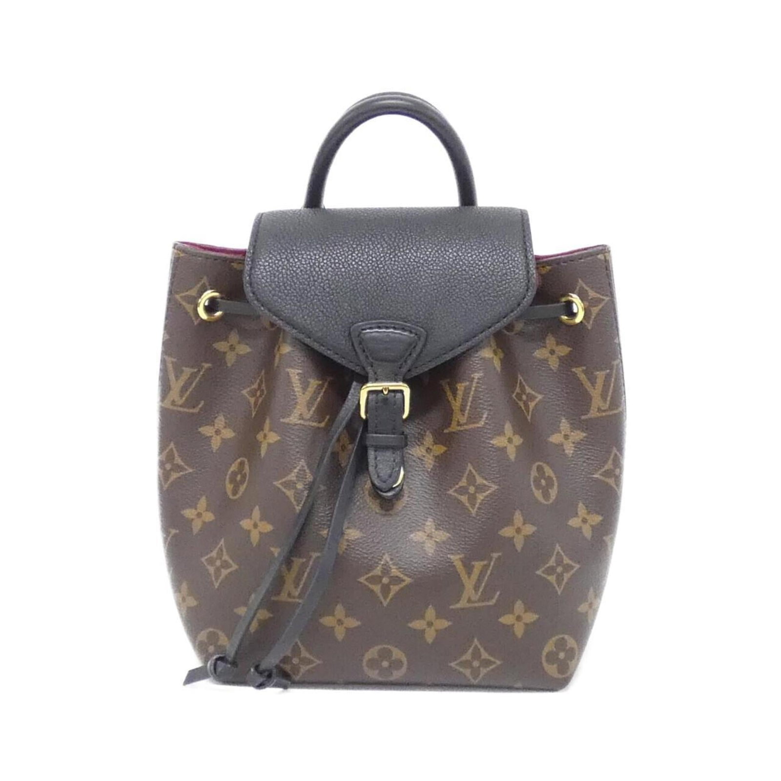 Coated Canvas Backpack by Louis Vuitton: Coated Canvas Backpack by Louis Vuitton Coated Canvas Backpack by Louis Vuitton. This brown leather backpack features coated canvas material and measures 20cm x 17cm x 11cm. A few traces of usage are