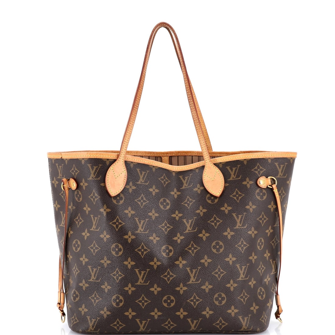 Neverfull Monogram Canvas MM Louis Vuitton Tote: Neverfull Monogram Canvas MM Louis Vuitton Tote Brown canvas coated Louis Vuitton Neverfull MM tote bag with gold hardware, featuring the iconic monogram pattern. The bag has some signs of wear and