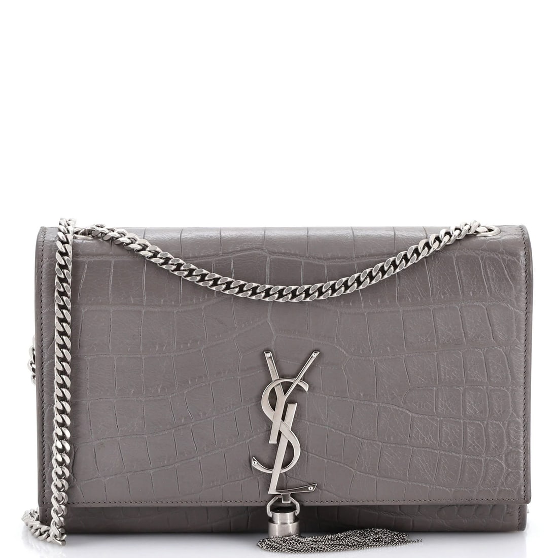 Saint Laurent Classic Monogram Tassel Crossbody Bag Crocodile Embossed Leather: Saint Laurent Classic Monogram Tassel Crossbody Bag Crocodile Embossed Leather Crocodile embossed leather adds an exotic touch to the Classic Monogram Tassel Crossbody Bag, featuring a timeless