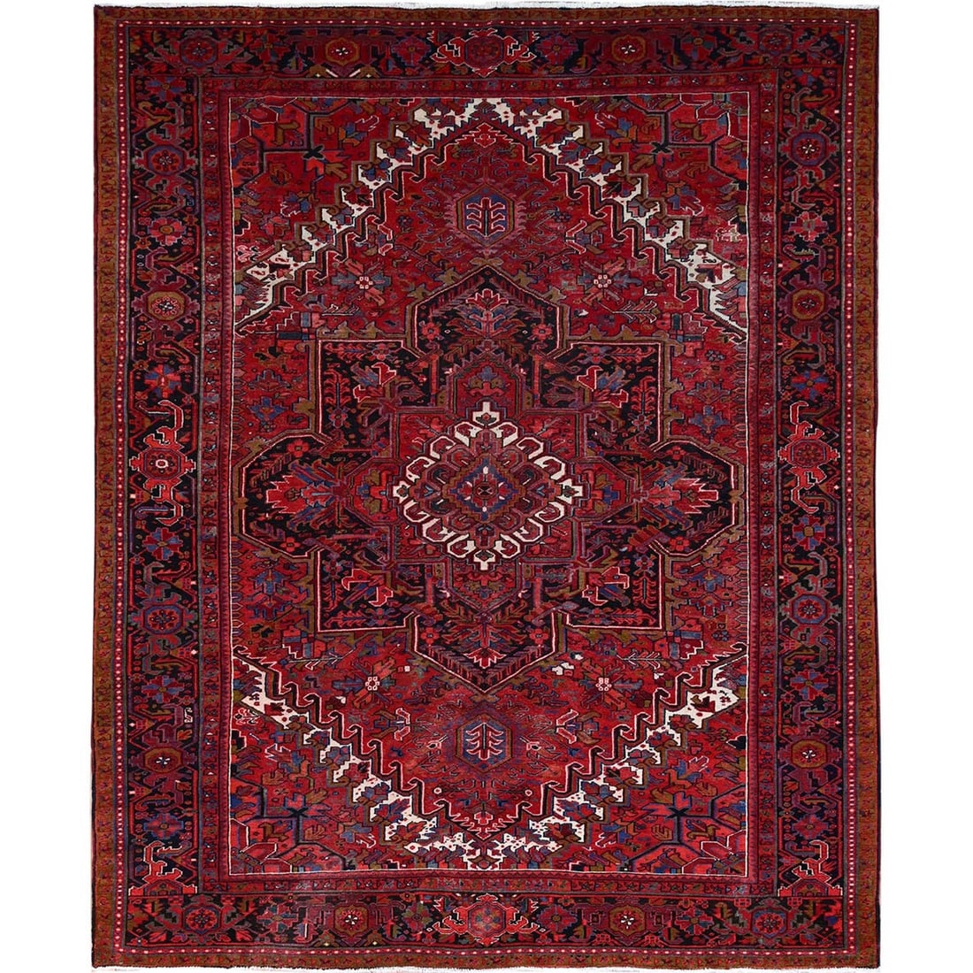 9'8"x12'3" Red Good Condition Organic Wool Semi Antique Oriental Rug (1 of 12)