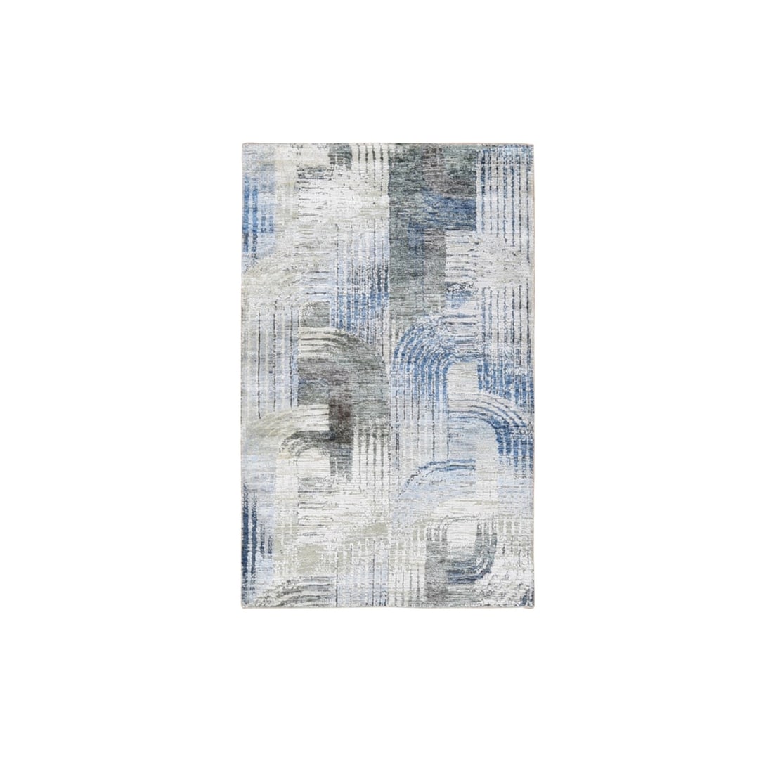 3'1"x5' THE INTERTWINED PASSAGE Silk with Textured Wool Hand Knotted Rug (1 of 7)