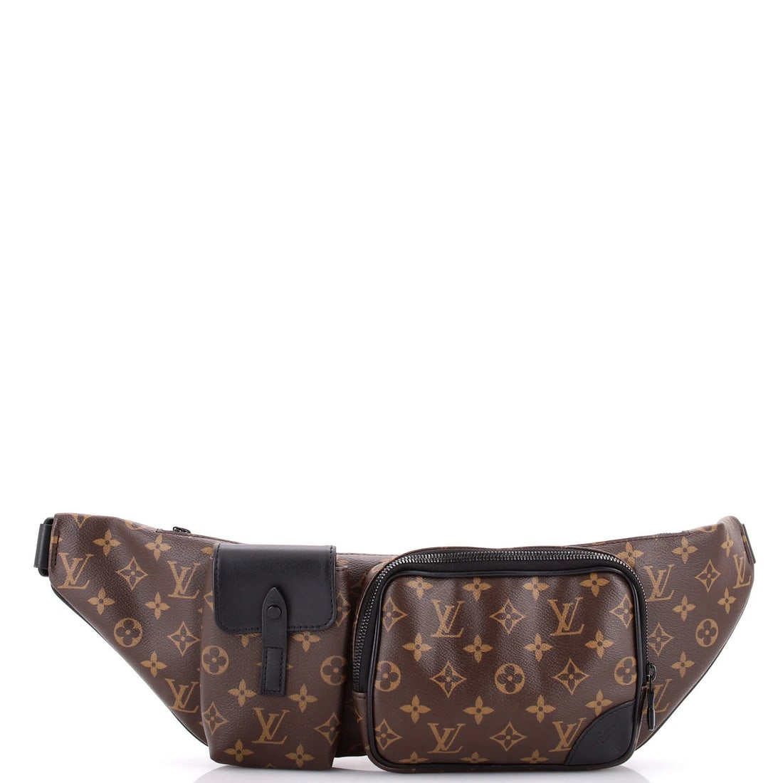 Bumbag Canvas Macassar Monogram Louis Vuitton Christopher: Bumbag Canvas Macassar Monogram Louis Vuitton Christopher Black canvas exterior with coated leather details and silver hardware, bearing the iconic Louis Vuitton Monogram pattern. This Christopher