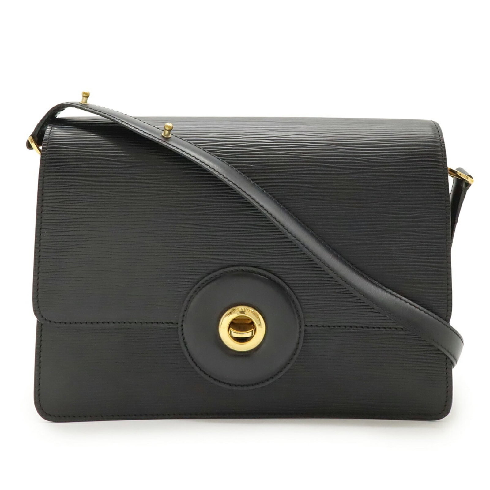 Louis Vuitton Pochette Shoulder Bag Epi Leather: Louis Vuitton Pochette Shoulder Bag Epi Leather Black Epi Leather Louis Vuitton Pochette Shoulder Bag with Zipper Pocket, featuring durable and timeless design. This used bag measures 20.5cm x 26.5cm