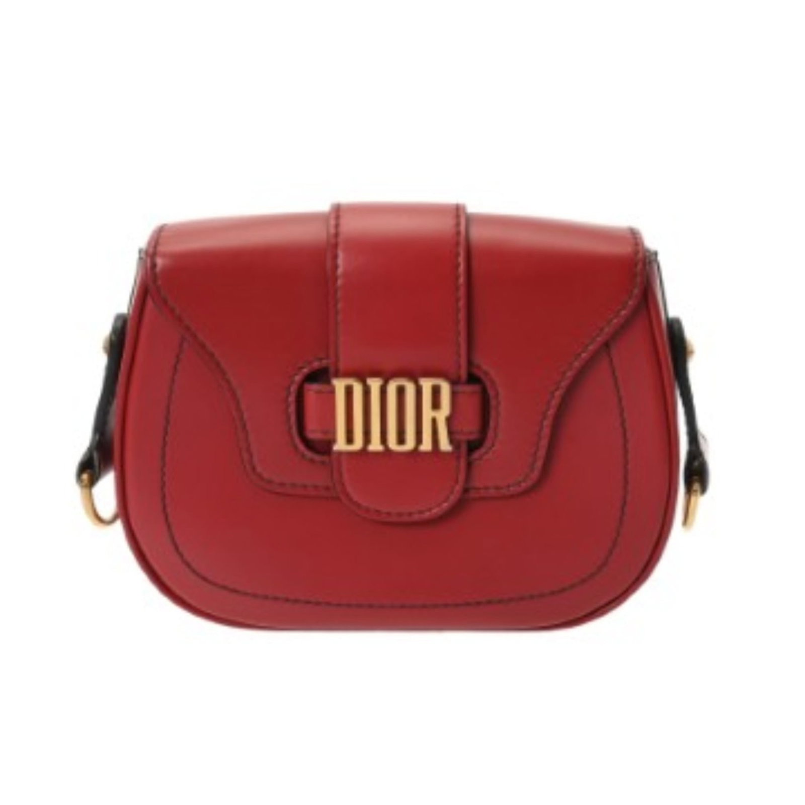 Shoulder bag leather saddle bag Christian Dior: Shoulder bag leather saddle bag Christian Dior This Christian Dior leather saddle bag features gold hardware and a classic design. Made from high-quality leather, it has a sturdy gold flap closure