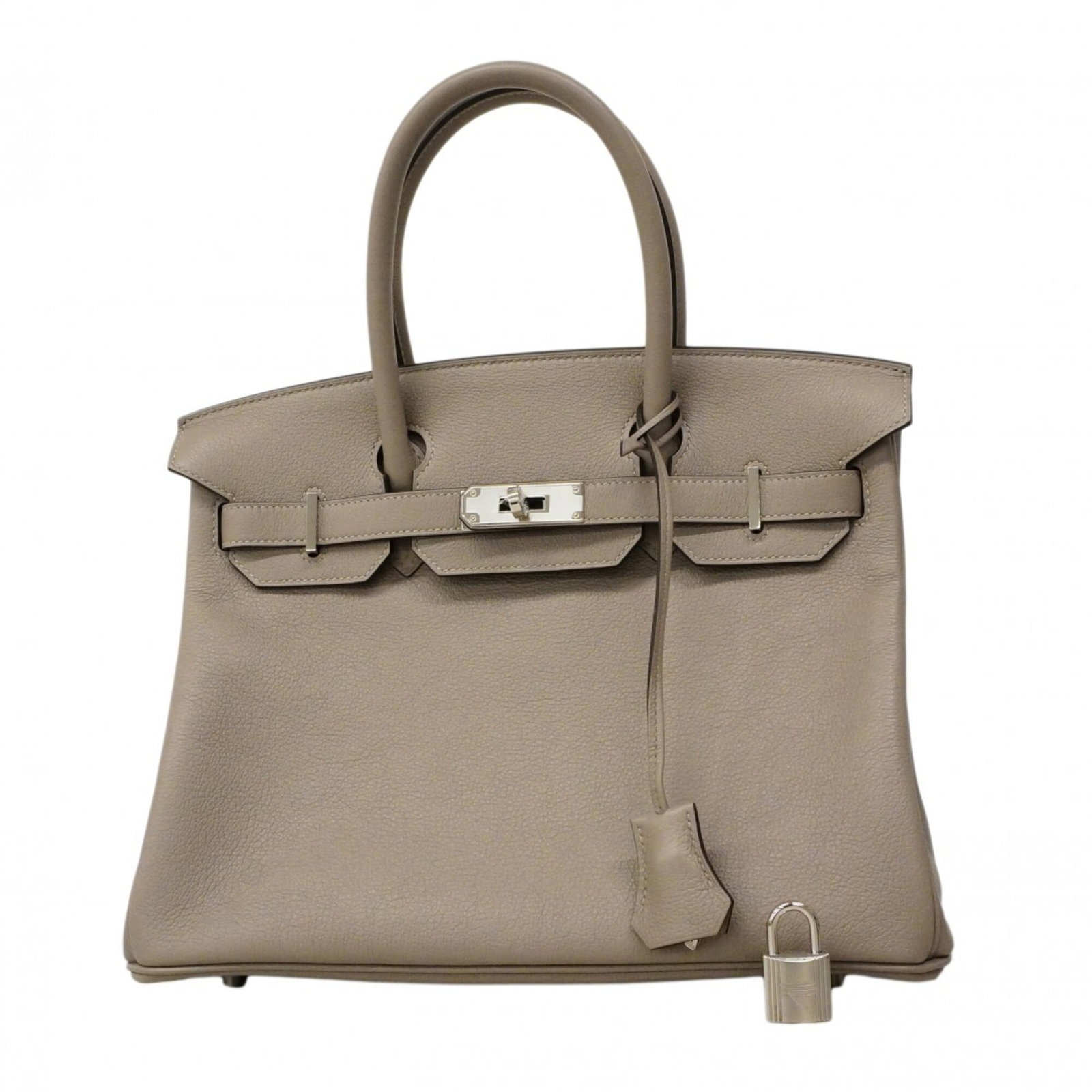 Handbag Hermes: Handbag Hermes The Gris Tourterelle Handbag from Hermes features a sophisticated silver hardware and a rich, grise tourterelle color. With its classic design and timeless appeal, this handbag exudes e