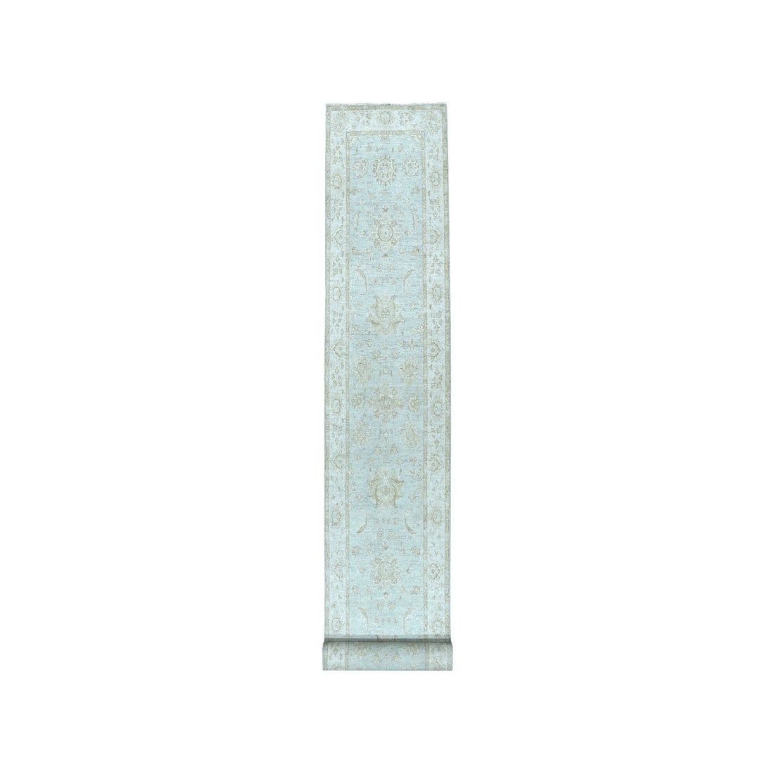 2'8"x15'9" White Wash Peshawar Pure Wool Handmade Oriental XL Runner Rug: 2'8"x15'9" White Wash Peshawar Pure Wool Handmade Oriental XL Runner Rug This stunning White Wash Peshawar Pure Wool Handmade Oriental XL Runner Rug boasts an impressive size, measuring 2'8" x 15'9".