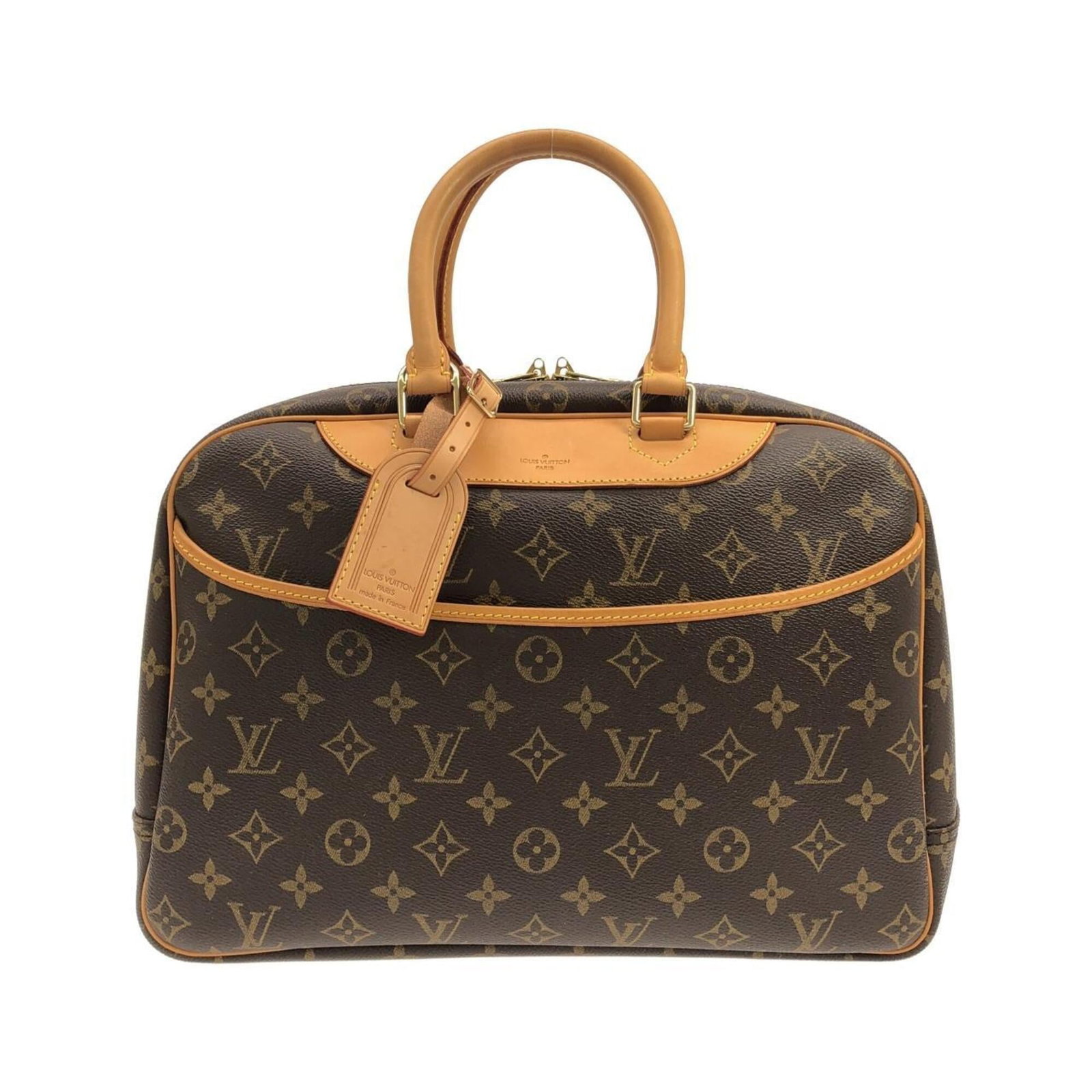 Canvas coated handbag Louis Vuitton: Canvas coated handbag Louis Vuitton Brown Louis Vuitton handbag with coated canvas material, measuring 26cm x 35cm x 14cm. This used handbag shows some traces of usage and minor scratches/dirt but
