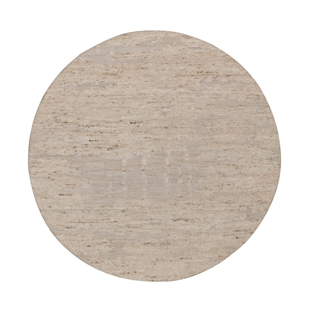 5'x5' Ivory Modern Design Textured Pure Wool Hand Knotted Round Rug: 5'x5' Ivory Modern Design Textured Pure Wool Hand Knotted Round Rug This stunning 5'x5' hand-knotted wool rug boasts an elegant ivory color and textured design, adding warmth and sophistication to