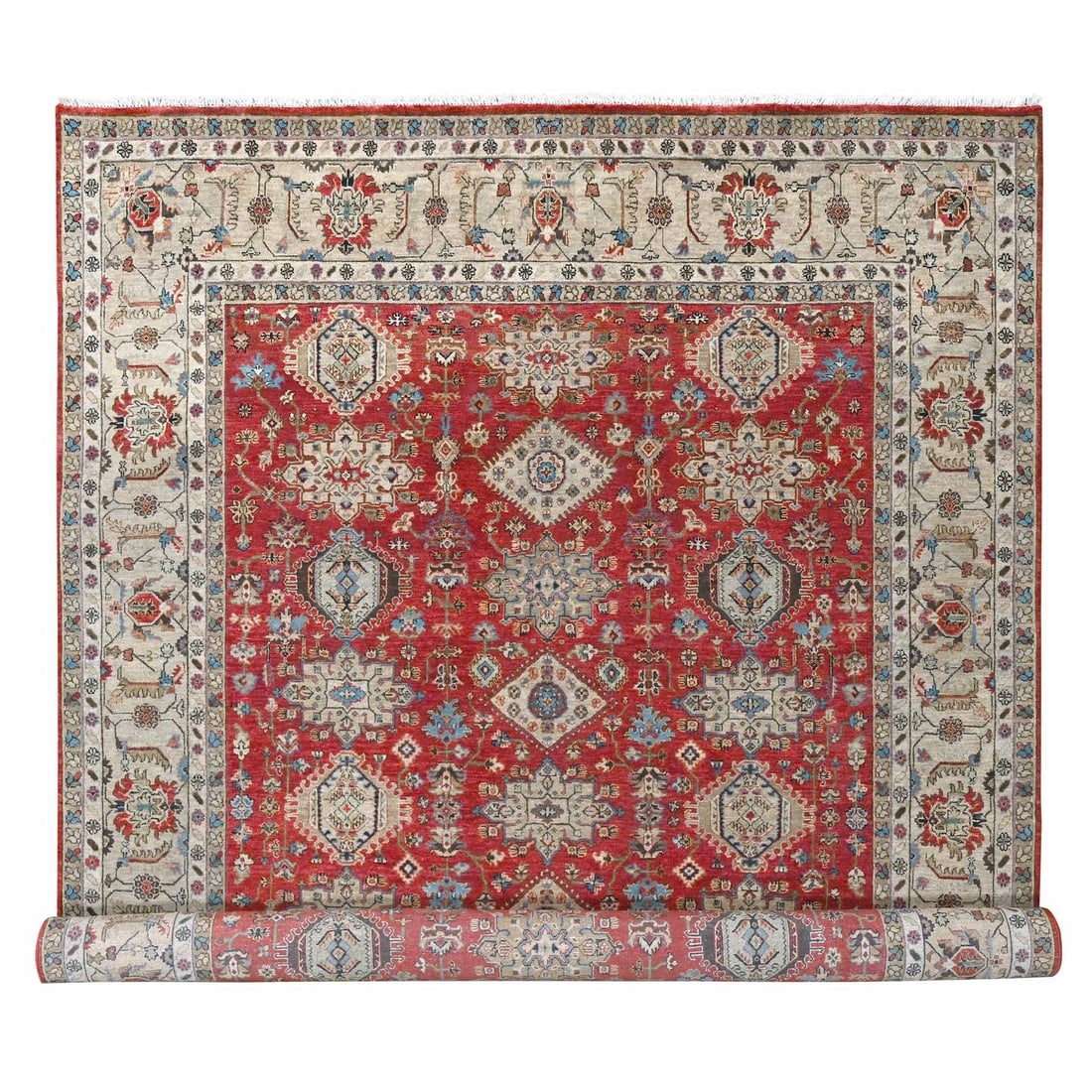 9'x12' Red Hand Knotted Pure Wool Karajeh Design Oriental Rug (1 of 9)