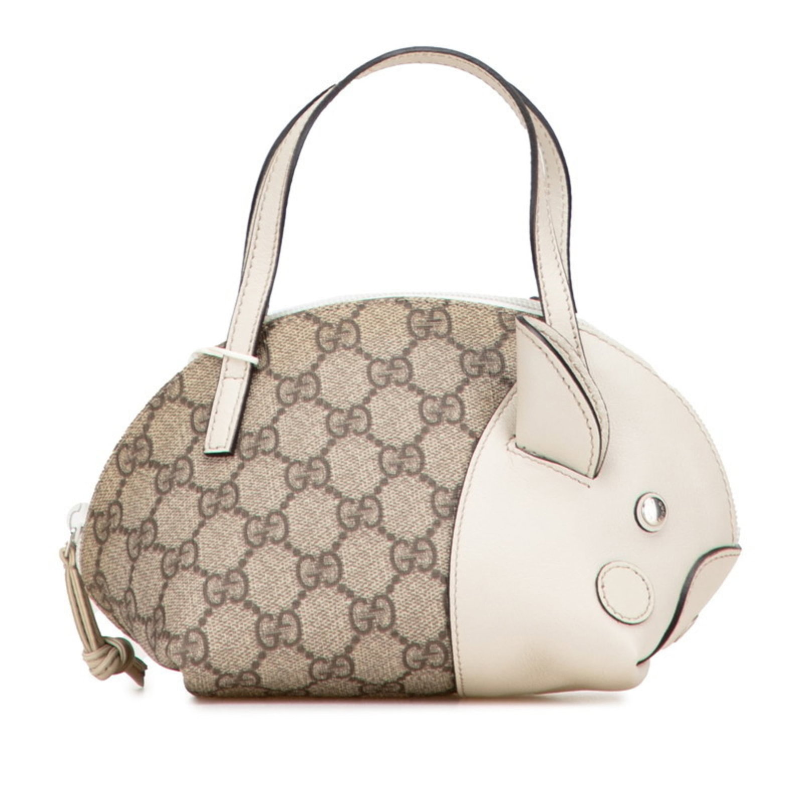 PVC leather handbag by Gucci: PVC leather handbag by Gucci PVC leather Gucci handbag in beige, featuring a classic design with a zipper closure. This pre-owned bag has some minor signs of wear, including scratches and dirt, but re
