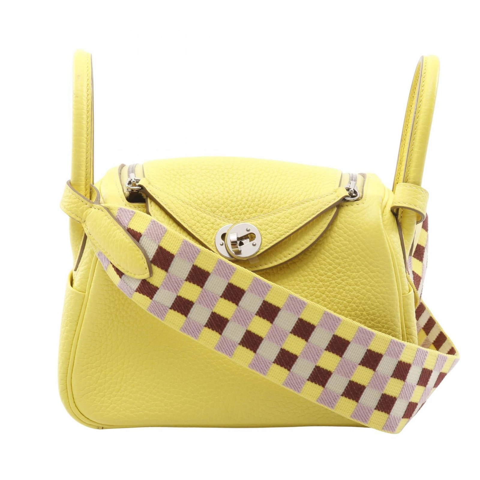 Hermes Shoulder Bag Taurillon Clemence Leather: Hermes Shoulder Bag Taurillon Clemence Leather Taurillon Clemence Leather shoulder bag from Herm?s, featuring the iconic Taurillon Clemence design. This used item boasts a vibrant yellow color and ret