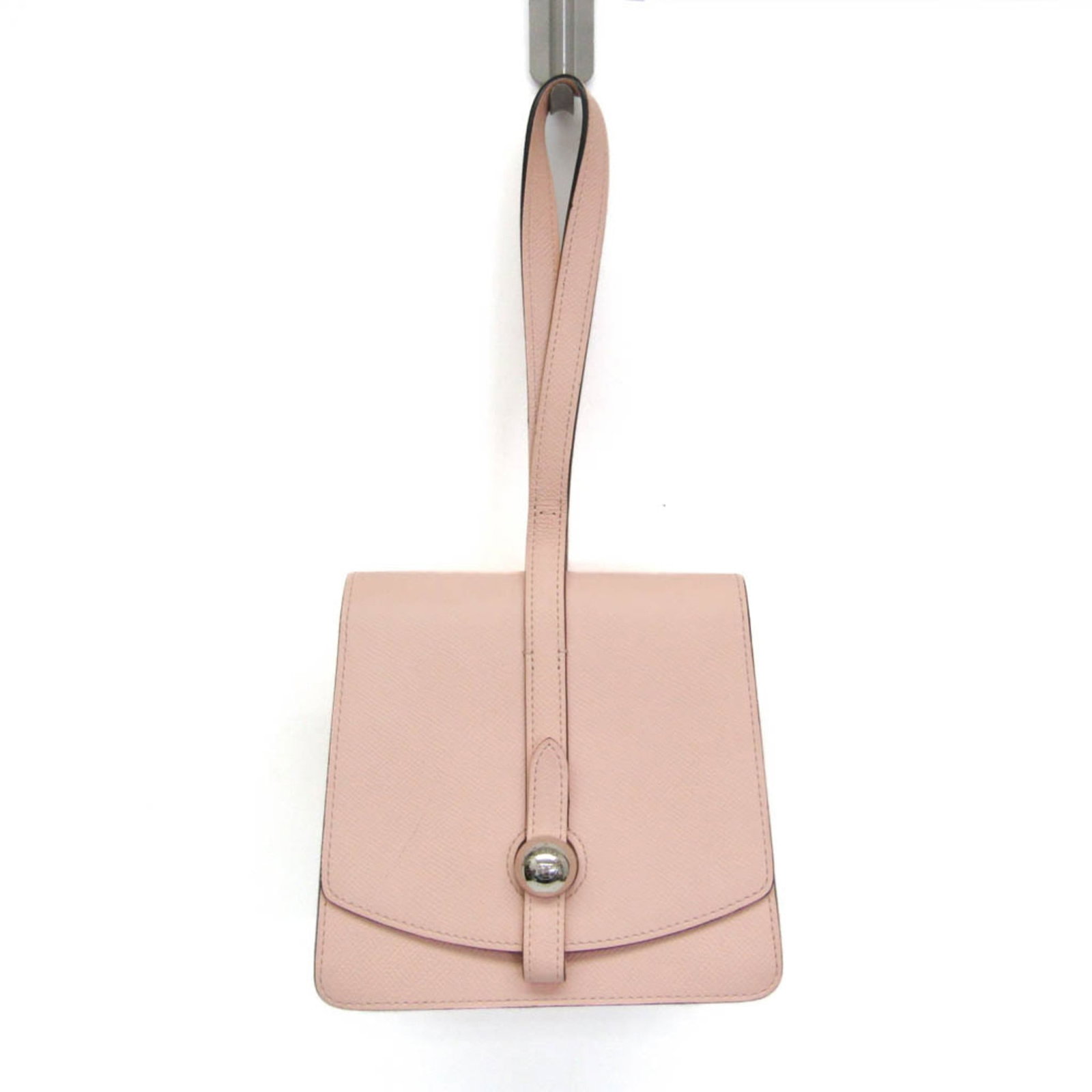 Moynat Clutch Bag Handbag Leather: Moynat Clutch Bag Handbag Leather Light pink leather Moynat clutch bag with a card holder and fastening belt, featuring a classic design. The bag measures 14.5cm x 17cm x 12cm and has a handle length 