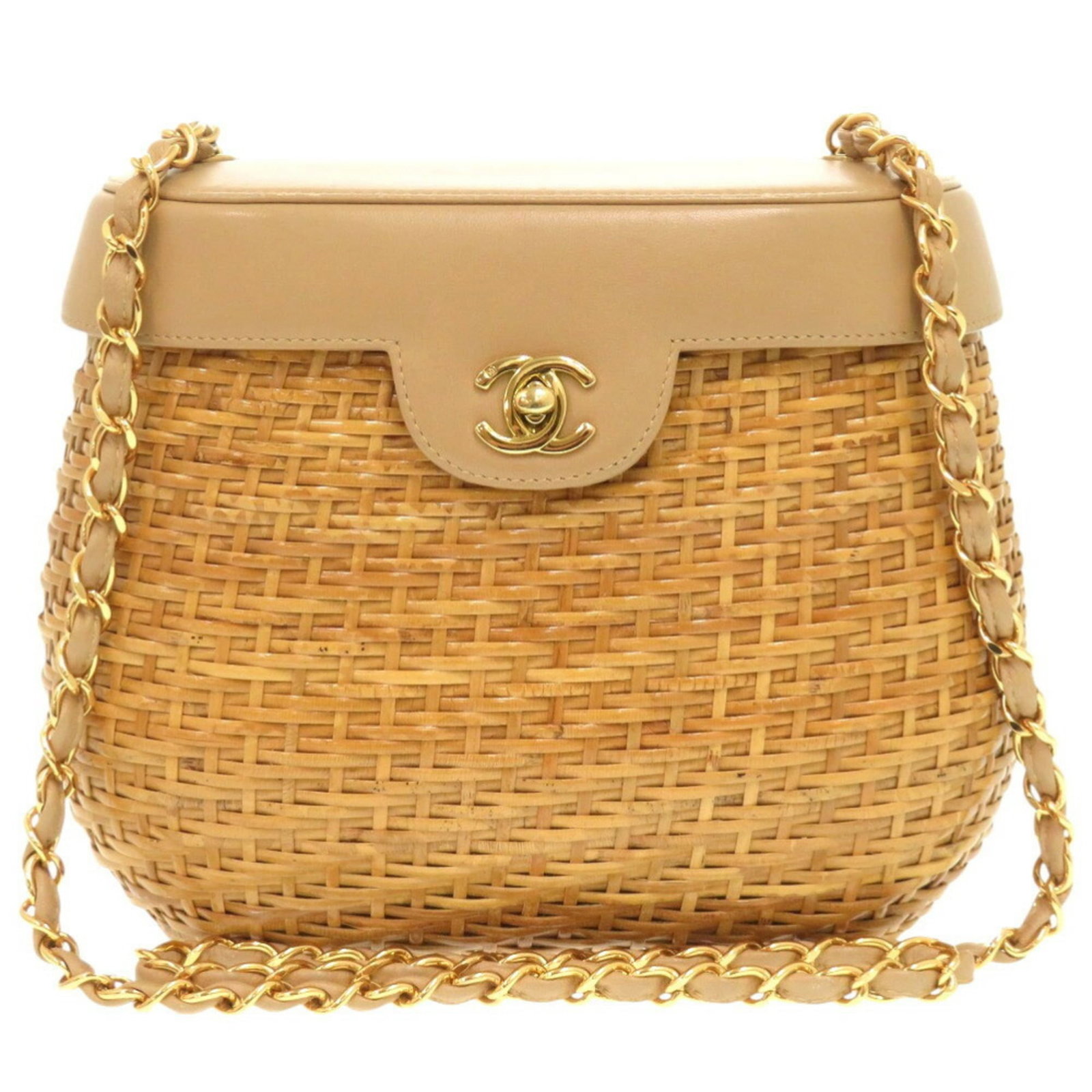 Straw leather shoulder bag by Chanel (1 of 10)