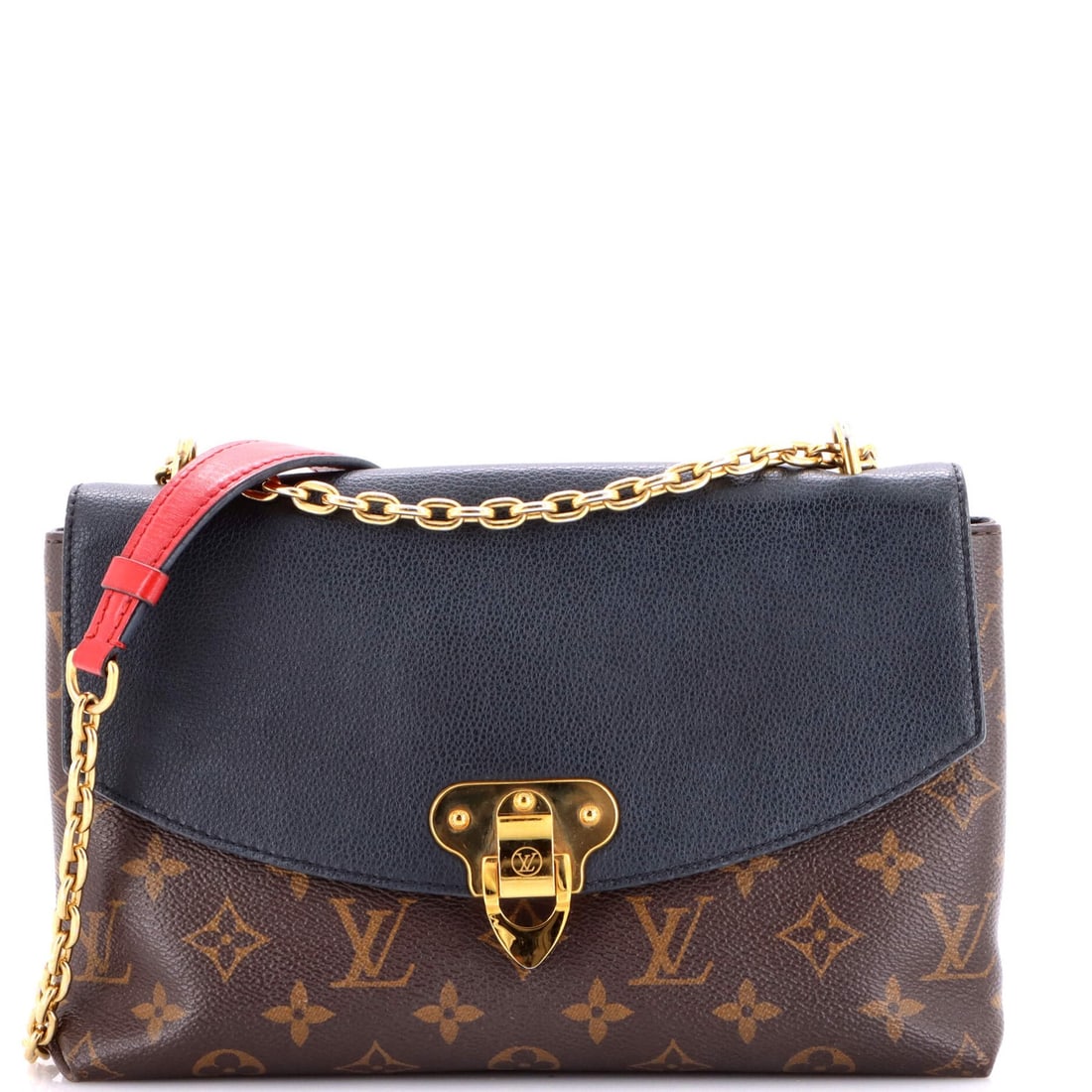 Saint Placide Handbag Canvas Monogram Leather Louis: Saint Placide Handbag Canvas Monogram Leather Louis Brown canvas and leather Louis Vuitton Saint Placide Handbag with gold hardware, featuring scuffs and creases on the handles and straps. The