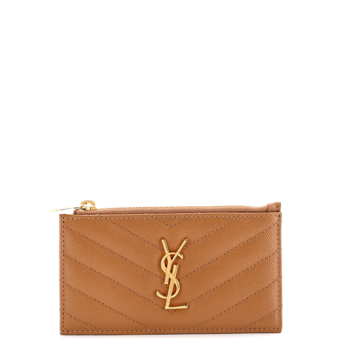 Matelasse Chevron Leather Monogram Fragments Zip Card Holder Saint Laurent (1 of 5)