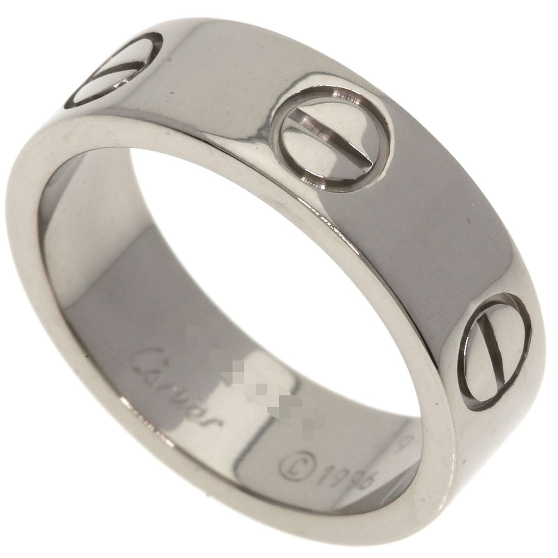Love Ring K18 White Gold #49 Cartier: Love Ring K18 White Gold #49 Cartier K18 White Gold #49 Cartier Love Ring. This elegant ring features K18 white gold material, with a silver exterior color and no main stone. The ring size is US 5,