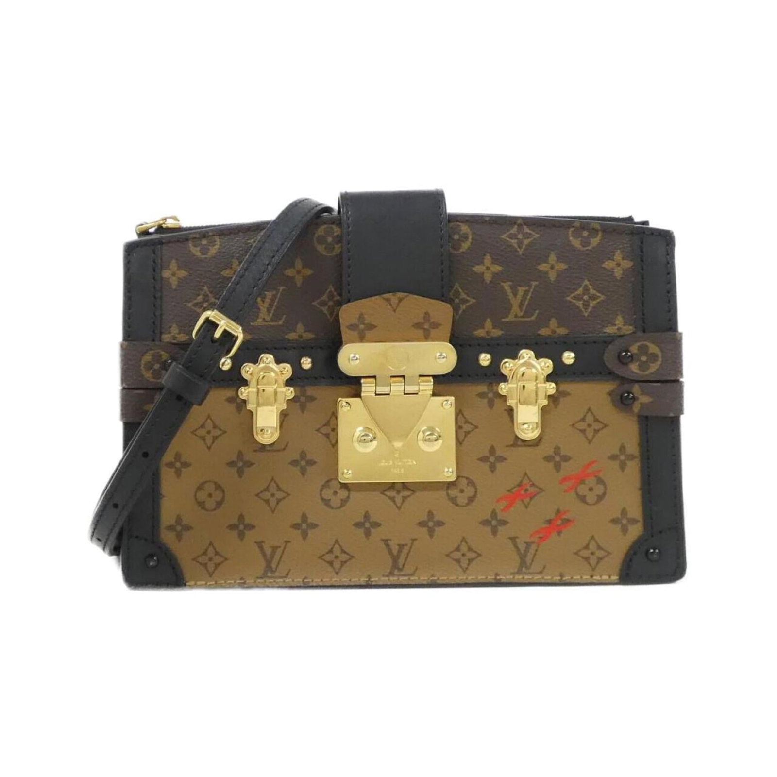 Canvas Coated Bag Shoulder Vuitton Louis: Canvas Coated Bag Shoulder Vuitton Louis This Louis Vuitton shoulder bag boasts a classic design with a durable coated canvas exterior, adorned with gold hardware. Measuring 15cm x 22cm x 7cm, it