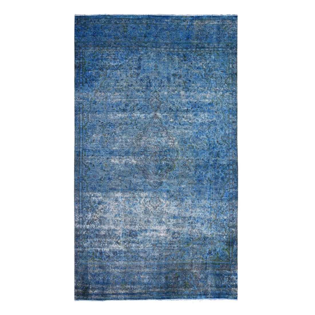 7'2"x12'5" Cobalt Blue Overdyed Vintage Zoroastrian Karman Oriental Rug (1 of 11)