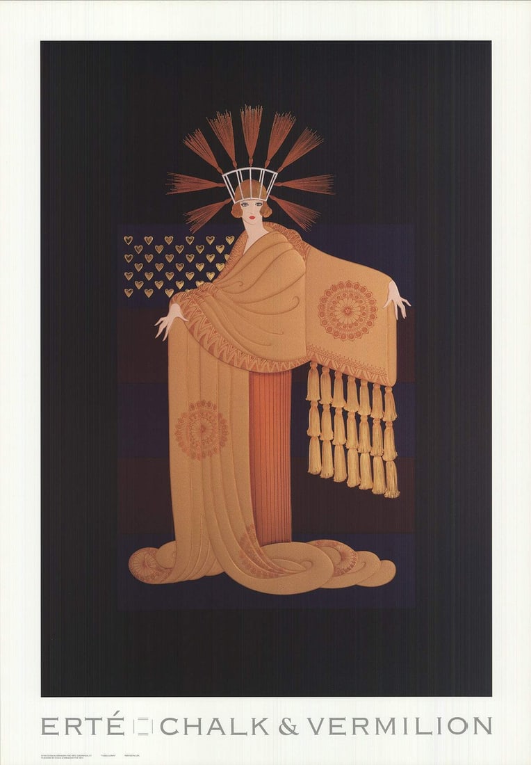 ERTE Tassel Gown 28" x 19.5" Poster 1993 Art Deco Black Orange: ERTE Tassel Gown 28" x 19.5" Poster 1993 Art Deco Black Orange Item Specifics: Artist: Erte Brand: Erte Country/Region Of Origin: USA Exact Year: 1993 Height: 28 Item Height: 28 Item Width: 19.5 Style