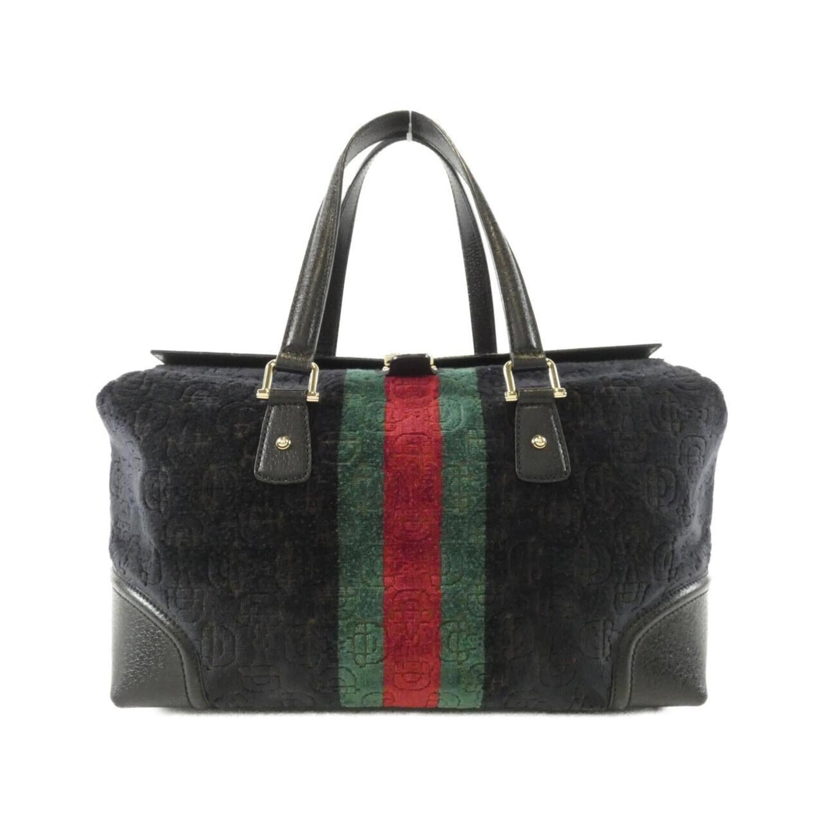 Boston Bag Leather Gucci: Boston Bag Leather Gucci Black Gucci Boston Bag with Gold Hardware, featuring luxurious velour leather and gold accents. This stylish bag measures 21cm x 34cm x 16cm and is in very good condition,