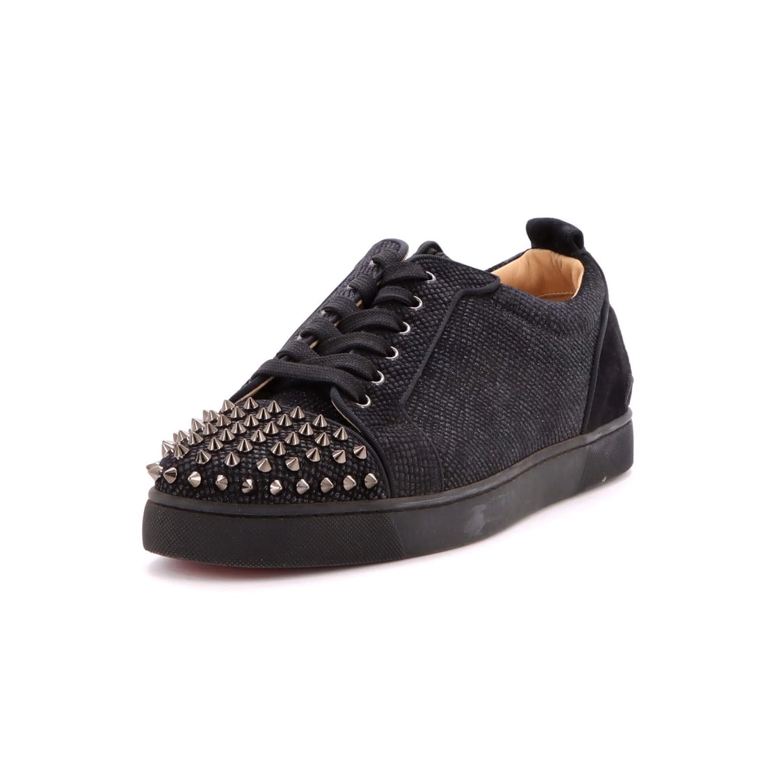 Christian Louboutin Men's Louis Junior Spikes Sneakers Suede: Christian Louboutin Men's Louis Junior Spikes Sneakers Suede Suede upper and leather interior, the Christian Louboutin Men's Louis Junior Spikes Sneakers present a sleek, sophisticated design. Minor