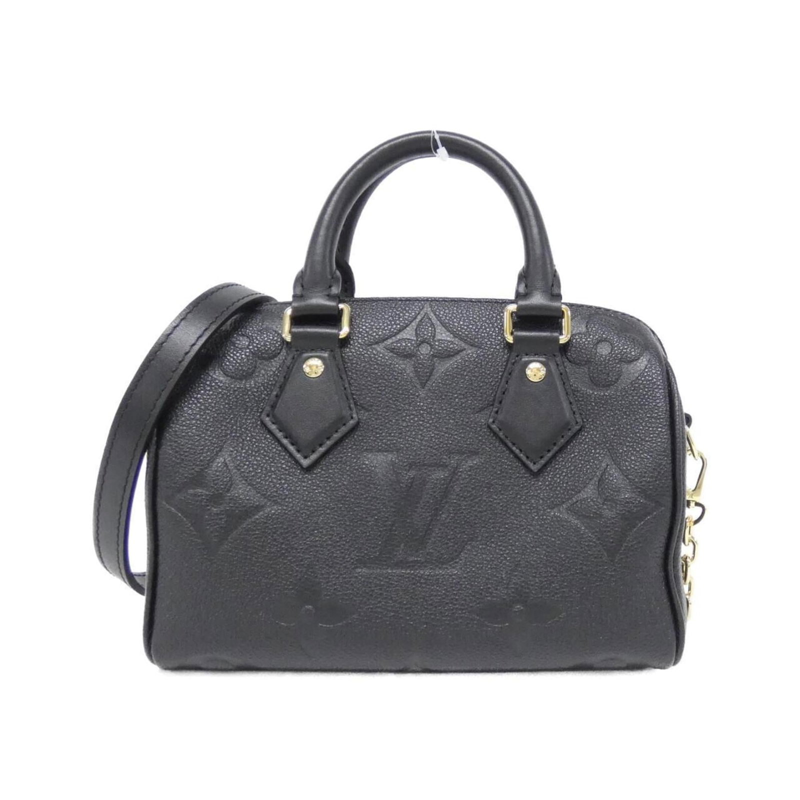 Louis Vuitton Leather Boston Bag: Louis Vuitton Leather Boston Bag Black Louis Vuitton Leather Boston Bag, featuring calf leather construction and gold hardware. Measuring 15cm x 21cm x 12cm, this bag has a few traces of usage with