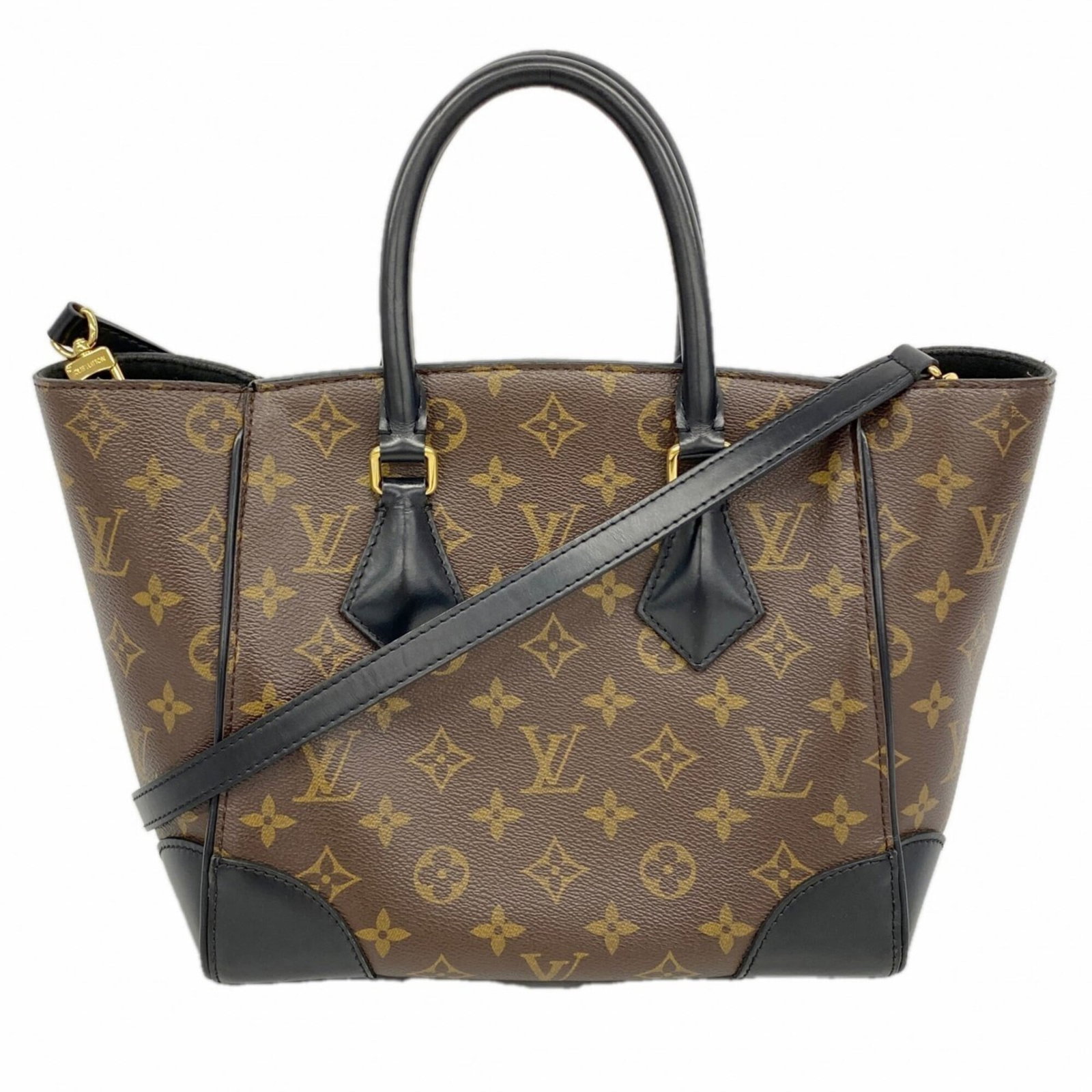 Louis Vuitton Handbag: Louis Vuitton Handbag Black and Brown Louis Vuitton Handbag for Women, 23cm x 24.5cm x 14cm. This used handbag features traces of usage with scratches and dirt, but remains in good condition. The icon