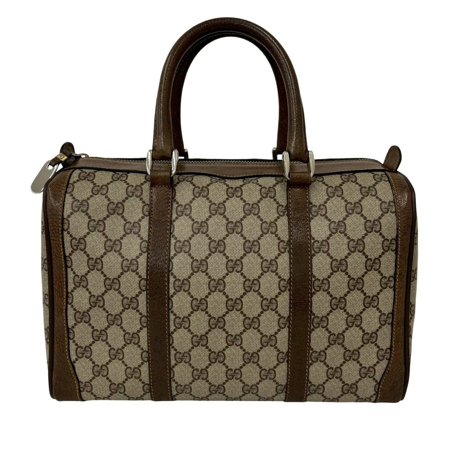 Boston Bag Handbag Leather Pvc Tote Gucci: Boston Bag Handbag Leather Pvc Tote Gucci Boston Bag Handbag Leather Pvc Tote Gucci - A classic design with a mix of materials, featuring brown leather and pvc accents. This used tote bag measures 22c