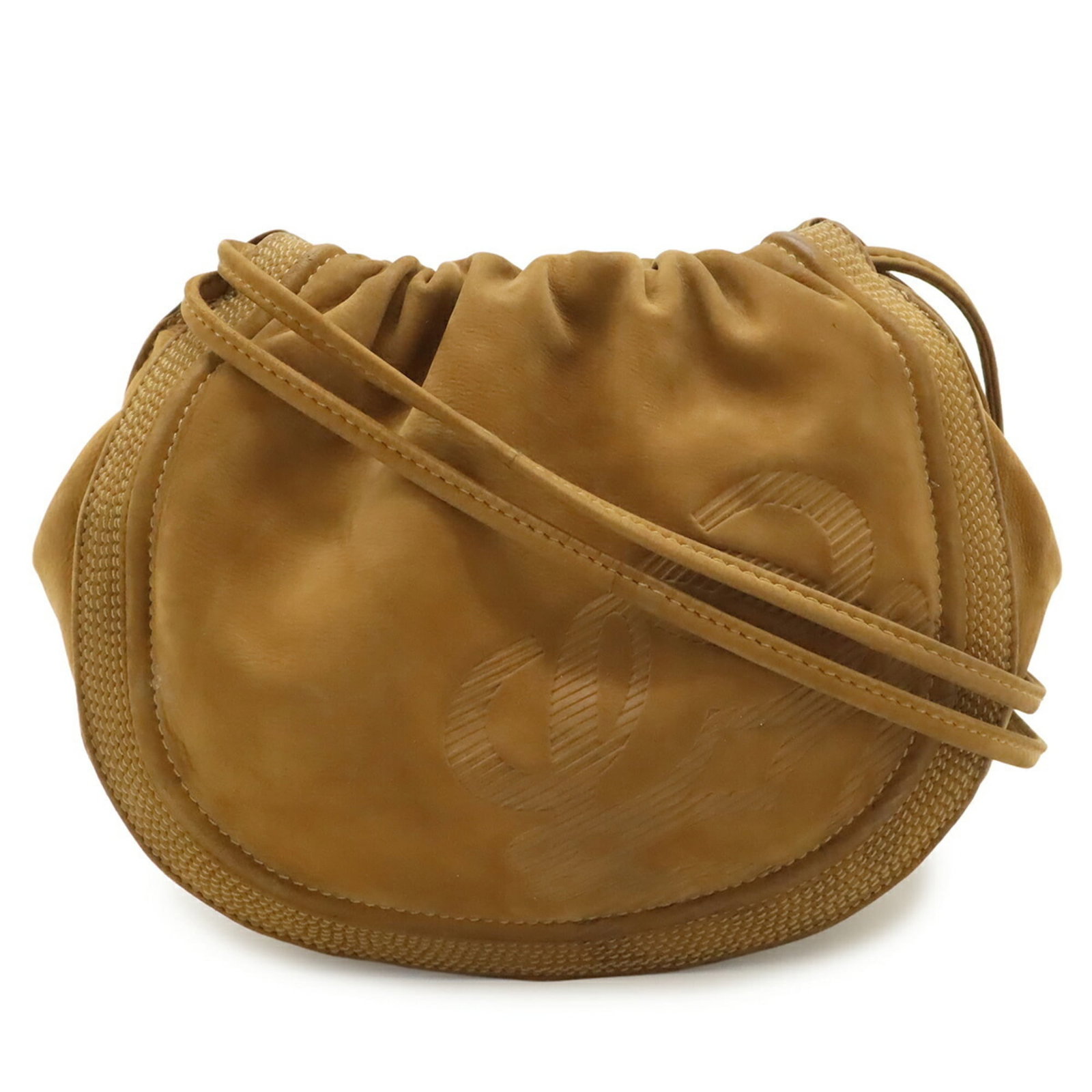 Loewe Pochette Shoulder Bag Leather: Loewe Pochette Shoulder Bag Leather The Loewe Pochette Shoulder Bag Leather features rich, brown nubuck leather with subtle scratches and signs of usage. Measuring 18.5cm x 23cm x 8cm, it offers a