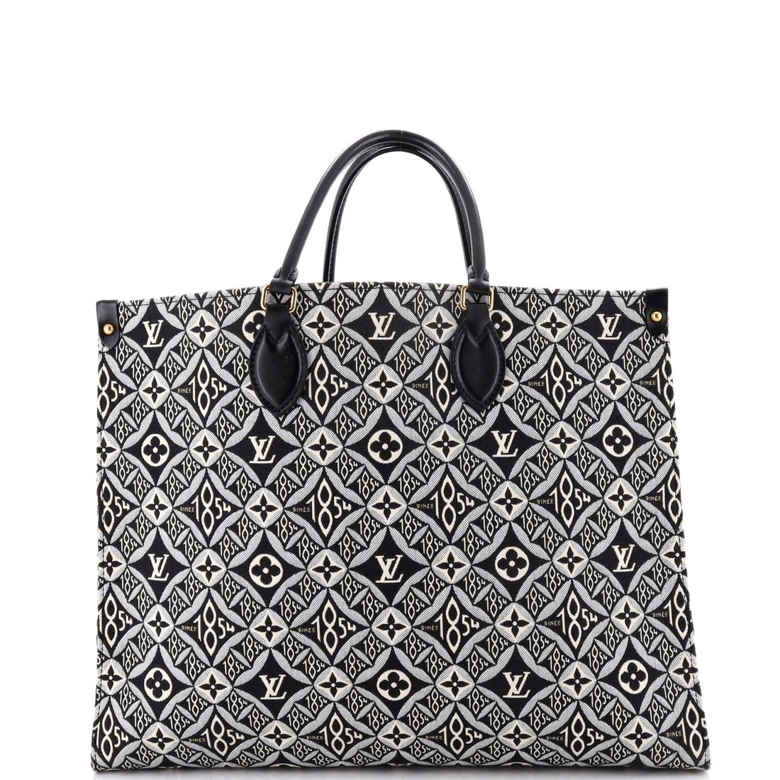 Louis Vuitton OnTheGo Tote Limited Edition Since 1854 Monogram Jacquard GM: Louis Vuitton OnTheGo Tote Limited Edition Since 1854 Monogram Jacquard GM Black Louis Vuitton OnTheGo Tote with Monogram Jacquard GM pattern, featuring gold hardware and microfiber interior. This
