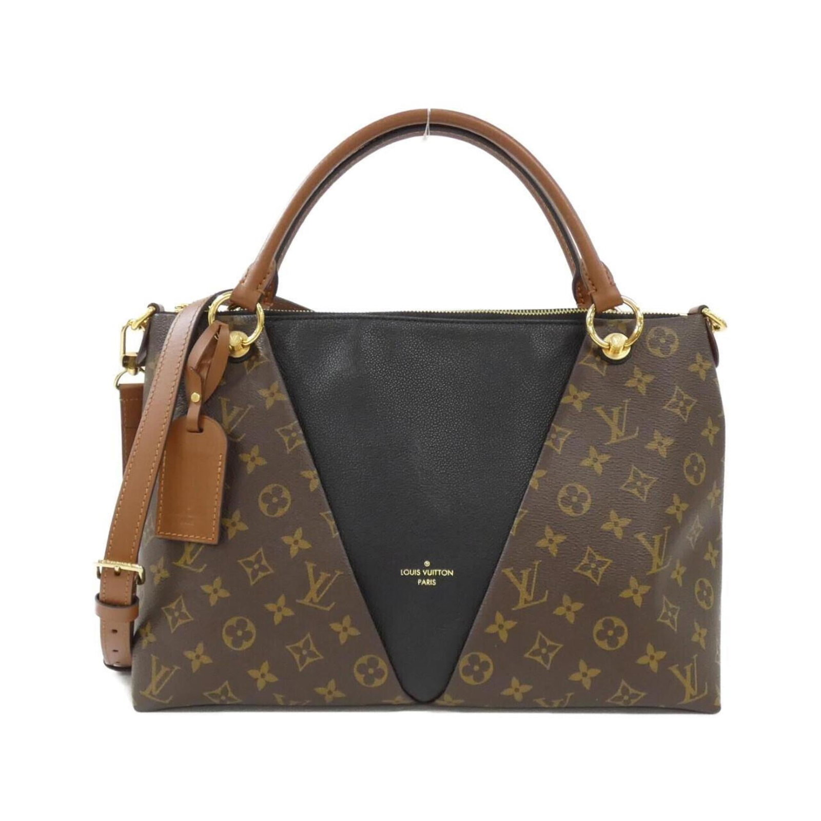 Canvas Leather Coated Handbag by Louis Vuitton: Canvas Leather Coated Handbag by Louis Vuitton Canvas Leather Coated Handbag by Louis Vuitton - A timeless and sophisticated accessory. This black, maroon-handled handbag features coated canvas and