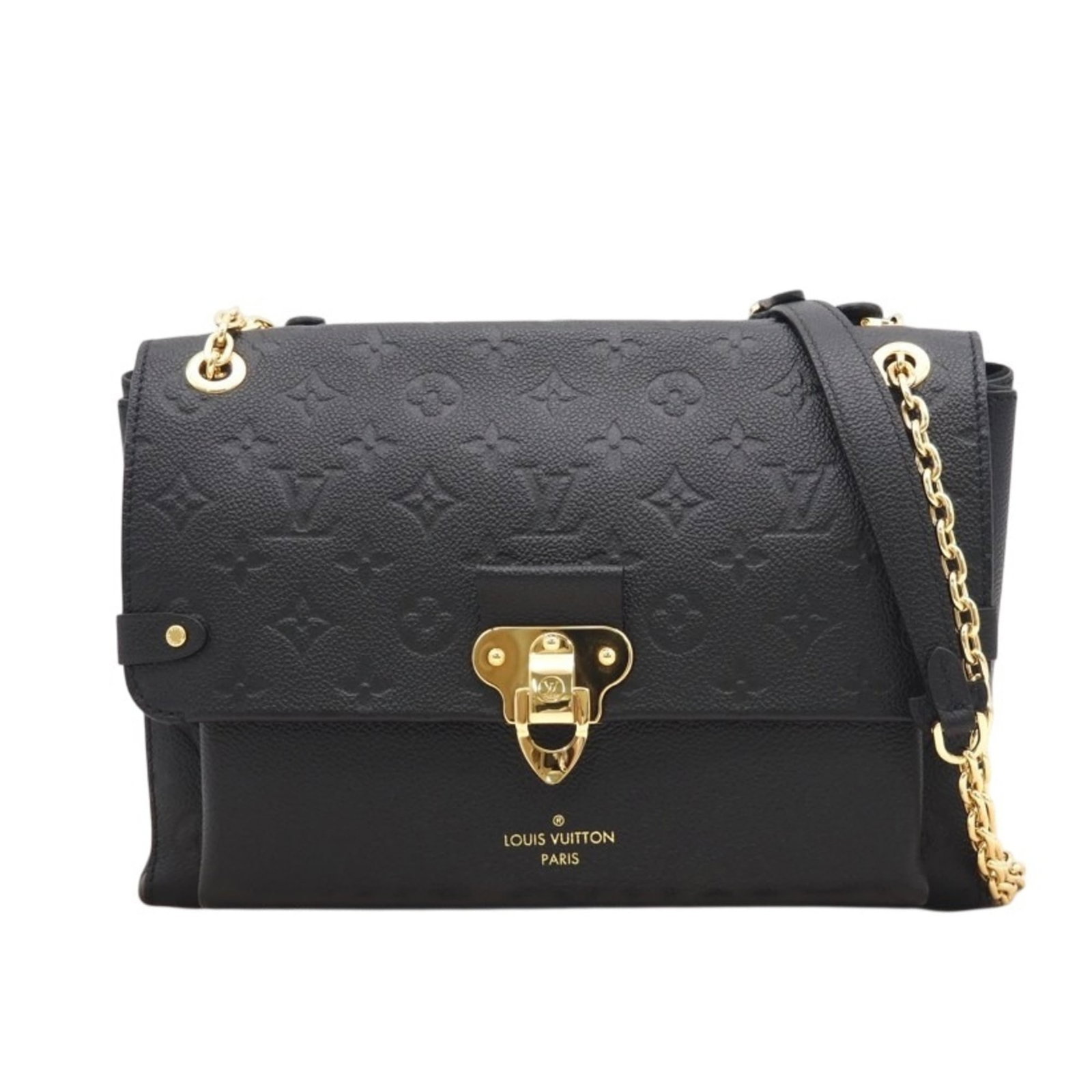 Shoulder Bag Monogram Louis Vuitton Empreinte: Shoulder Bag Monogram Louis Vuitton Empreinte Black Monogram Empreinte Shoulder Bag from Louis Vuitton features a classic design with a flap closure, zipper pocket, and card holder. This used bag has